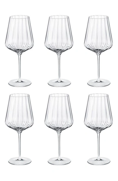 Georg Jensen Bernadotte Groove Six-piece White Wine Glass Set In Clear