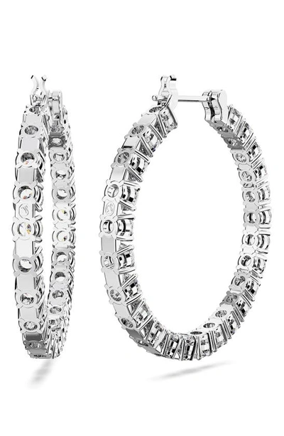 Swarovski Matrix Crystal Inside Out Hoop Earrings In Silver