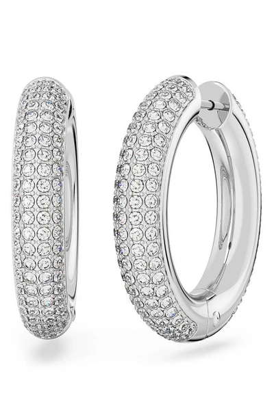 Swarovski Dextera Crystal-embellished Hoop Earrings In Silver