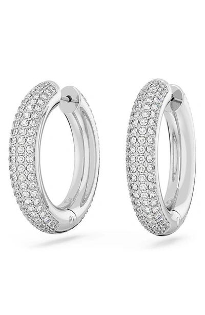 Shop Swarovski Dextera Crystal Hoop Earrings In Silver