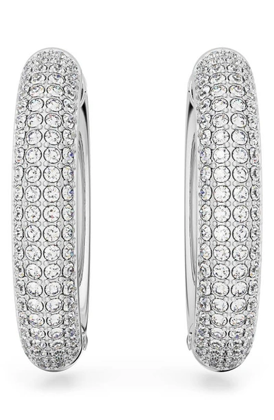 Shop Swarovski Dextera Crystal Hoop Earrings In Silver