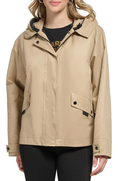 Shop Karl Lagerfeld Short Topper Jacket With Removable Lining In Khaki