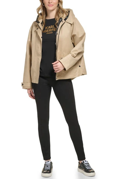 Shop Karl Lagerfeld Short Topper Jacket With Removable Lining In Khaki