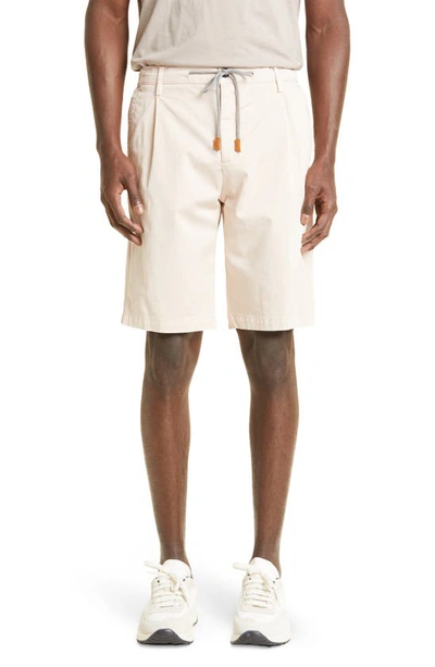 Shop Eleventy Microweave Stretch Cotton Bermuda Shorts In Dusty Pink