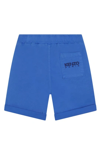 Shop Kenzo Kids' Drawstring Twill Shorts In 878-electric Blue