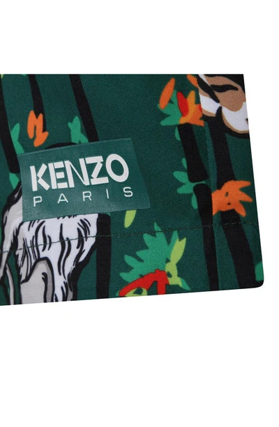 Shop Kenzo Kids' Jungle Print Swim Trunks In 678-dark Green