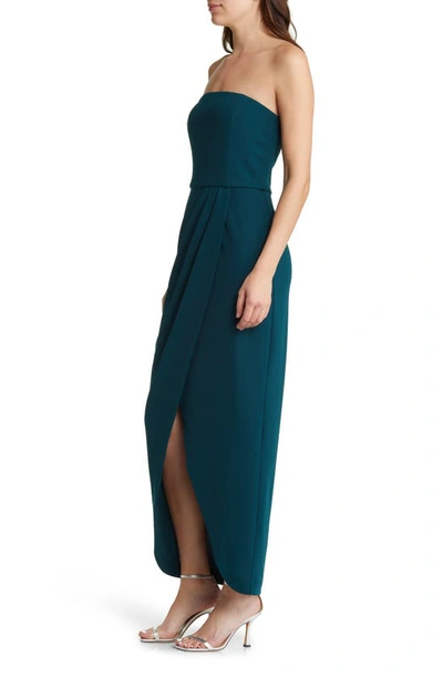 Shop Wayf The Angelique Strapless Tulip Gown In Deep Teal