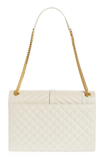 Saint Laurent Monogram Ysl V-flap Large Tri-quilt Envelope Chain Shoulder Bag - Golden Hardware In Crema Soft