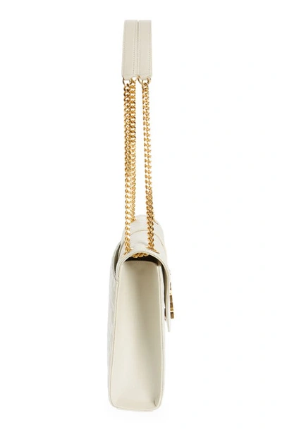 Shop Saint Laurent Large Envelope Calfskin Shoulder Bag In Crema Soft