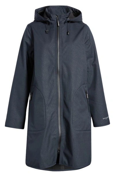 Shop Ilse Jacobsen Hooded Water Repellent Rain Jacket In Dark Indigo