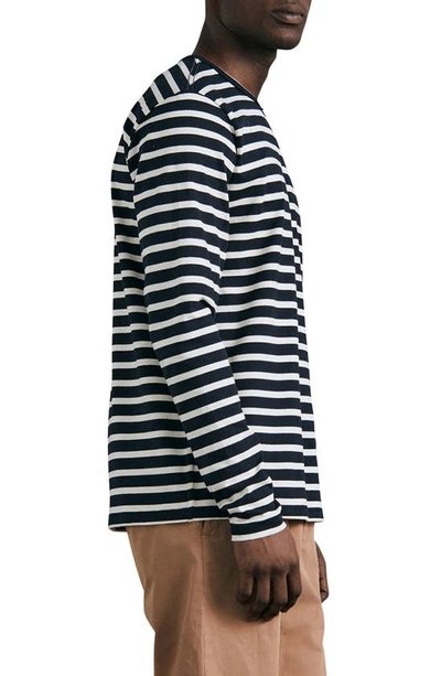 Shop Rag & Bone Breton Stripe Long Sleeve Pima Cotton T-shirt In Navymult