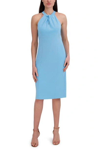 Shop Julia Jordan Twist Neck Sheath Dress In Sky Blue