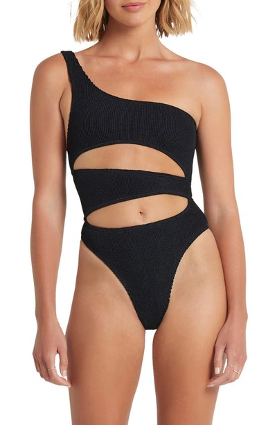 Shop Bound By Bond-eye Rico Cutout One-shoulder One-piece Swimsuit In Black Eco