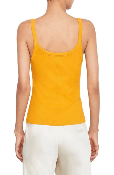 Shop Vince Rib Scoop Neck Tank Top In Papaya