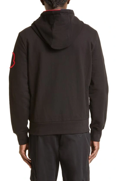 Shop Moncler Cotton Zip Hoodie In Black
