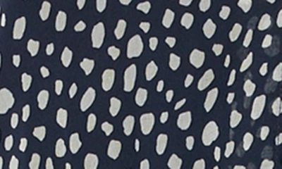 Shop La Ligne Ruffle Long Sleeve Silk Georgette Minidress In Navy/ White Dot