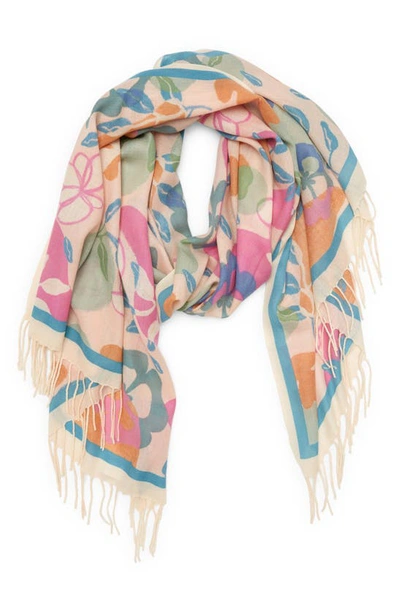 Nordstrom Tissue Print Wool & Cashmere Wrap Scarf In Pink Hilma Floral