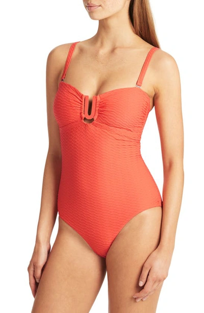 Shop Sea Level U-bar One-piece Swimsuit In Tangerine