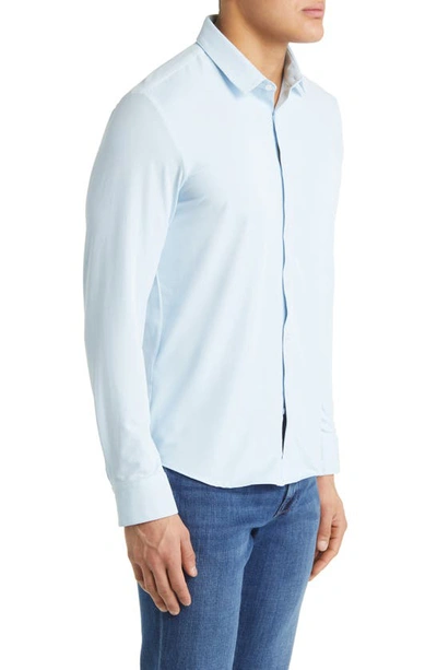 Shop Barbell Apparel Motive Solid Stretch Performance Button-up Shirt In Blue