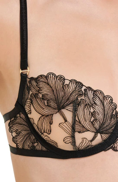Shop Bluebella Alula Embroidered Mesh Underwire Bra In Black/ Sheer