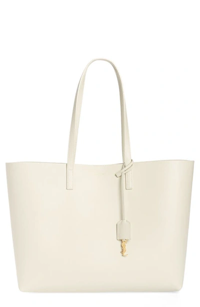 Shop Saint Laurent Shopping Leather Tote In Crema Soft