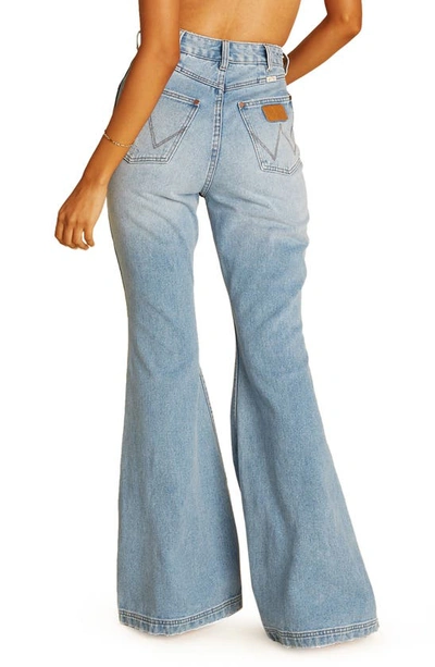 Shop Billabong X Wrangler Patch Flare Jeans In Blue Surf
