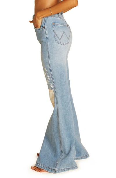 Billabong X Wrangler Patch Flare Jeans In Blue Surf