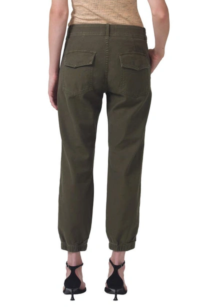 Shop Citizens Of Humanity Agni Crop Twill Utility Trousers In Tea Leaf