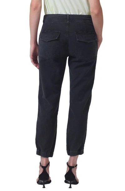 Shop Citizens Of Humanity Agni Crop Twill Utility Trousers In Washed Black