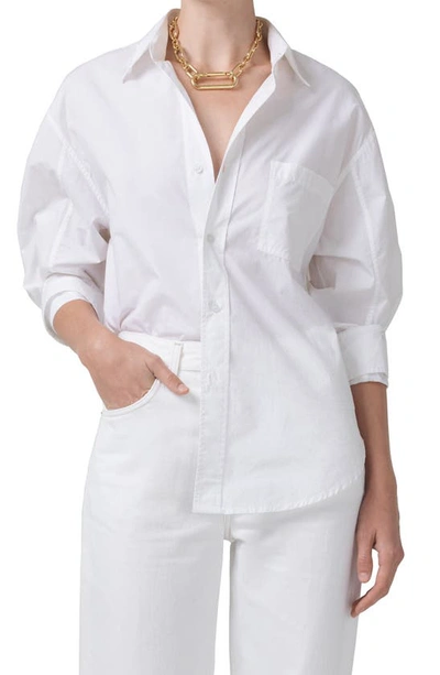 Shop Citizens Of Humanity Kayla Oversize Poplin Button-up Shirt In Optic White