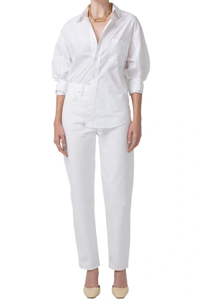 Citizen Of Humanity Kayla Oversize Poplin Button-up Shirt In Optic White