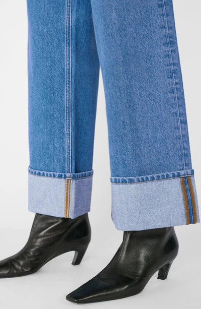 Shop Frame High Waist Cuffed Wide Leg Jeans In Meadow