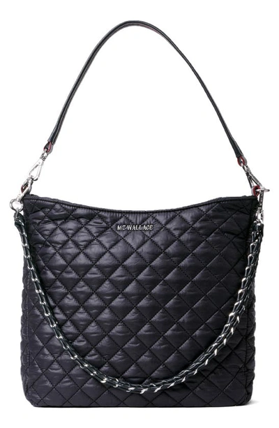 Shop Mz Wallace Crosby Quilted Nylon Hobo Bag In Black