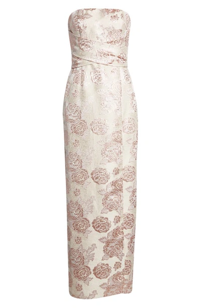 Shop Lulus Redefine Regal Strapless Floral Jacquard Gown In Pale Pink Floral Jacquard