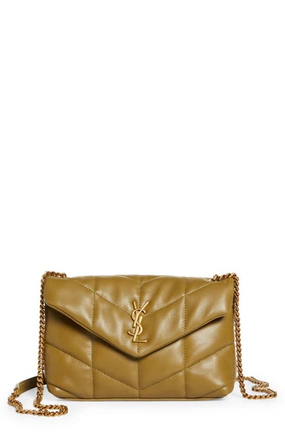 Shop Saint Laurent Toy Loulou Puffer Quilted Leather Crossbody Bag In Hazel Green