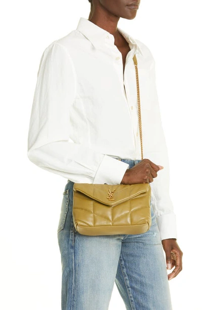 Shop Saint Laurent Toy Loulou Puffer Quilted Leather Crossbody Bag In Hazel Green