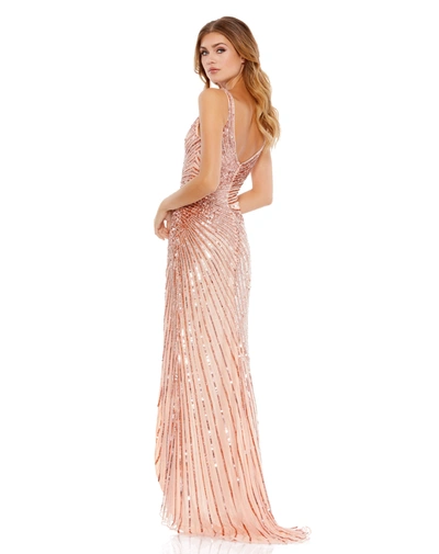 Shop Mac Duggal Sequin A Line Gown In Rose Gold