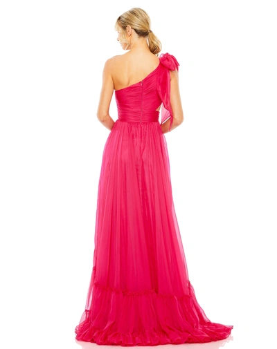 Shop Mac Duggal Tiered One Shoulder Ruched Gown In Hot Pink