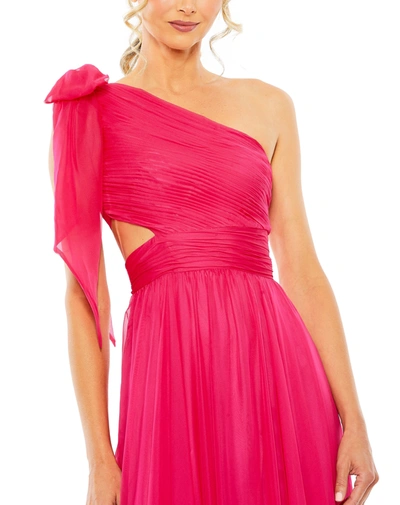 Shop Mac Duggal Tiered One Shoulder Ruched Gown In Hot Pink
