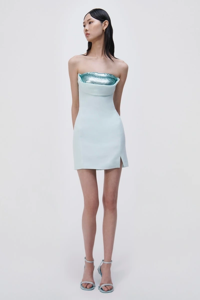 Shop Jonathan Simkhai Vandi Embellished Crystal Mini Dress In Seafoam
