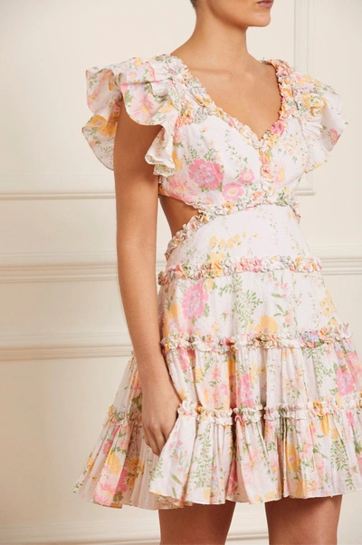 Shop Needle & Thread Sunrise Bloom Backless Cotton Micro Mini Dress In Multi