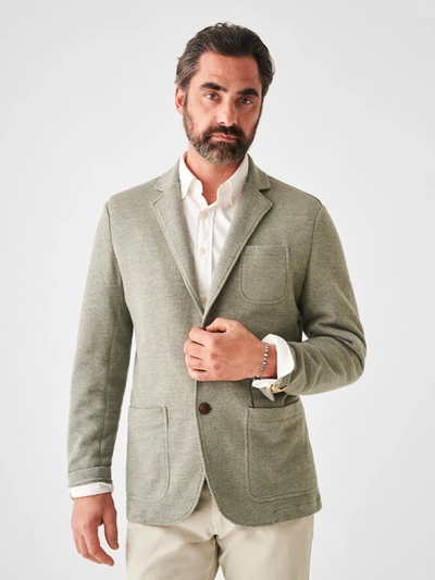 Shop Faherty Inlet Knit Blazer In Olive Brush Melange