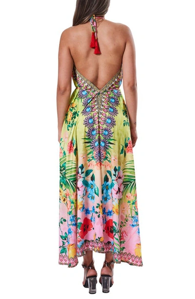 Ranee's Embellished Halter Dress In Yellow