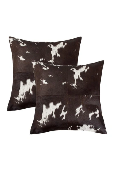 Shop Natural Torino Quattro Genuine Cowhide Pillow In Chocolate/white