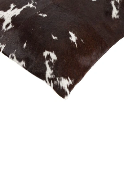 Shop Natural Torino Quattro Genuine Cowhide Pillow In Chocolate/white