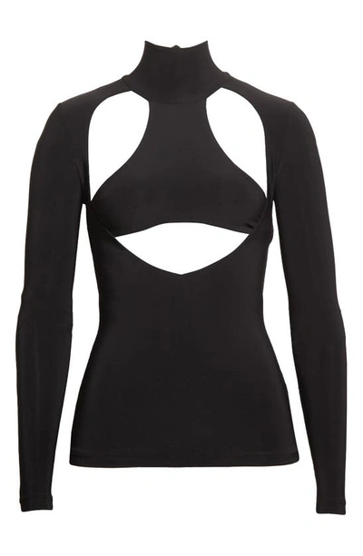 Shop Laquan Smith Cutout Detail Matte Jersey Top In Black