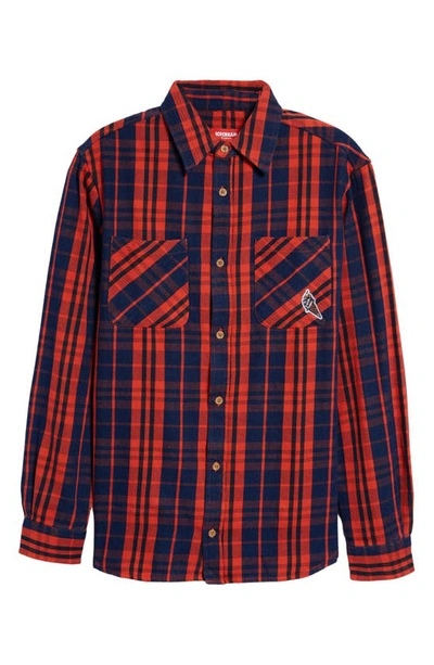 Ice Cream Flapjack Plaid Cotton Flannel Button-up Shirt In Indigo