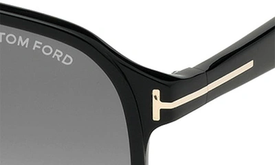 Shop Tom Ford Raoul 62mm Gradient Navigator Sunglasses In Shiny Black / Smoke Polarized