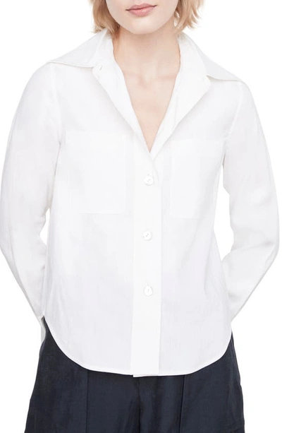 Shop Vince Linen Blend Button-up Shirt In Optic White