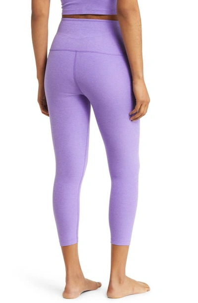 Beyond Yoga Caught In The Midi Space-dye High-waisted Legging In Bright Amethyst Heather